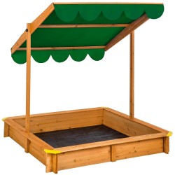 Spatiu de joaca cu nisip - Lada cu nisip din lemn pentru gradina- cu copertina Verde UV 50+
